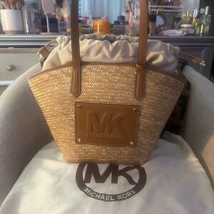 Michael Kors Tan and Cream Tote Bag with Sophisticated Design